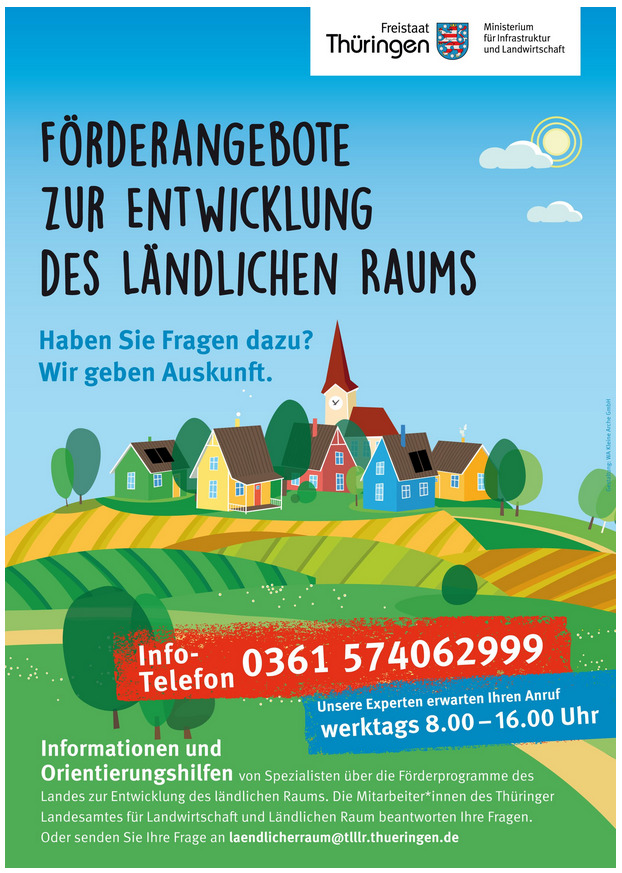 Hotline zu Förderprogrammen für den ländlichen Raum (Thüringer Ministerium für Infrastruktur und Landwirtschaft - Akademie Ländlicher Raum Thüringen)