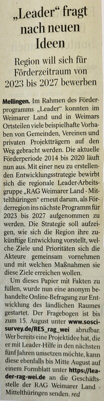Thüringer Allgemeine 03.08.2022